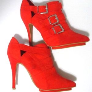 Ashley Stewart women heeled boots size11color RED